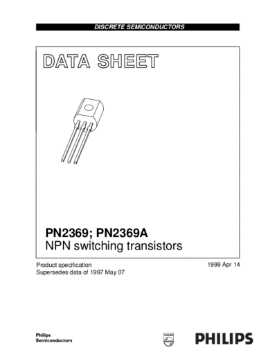 Philips pn2369 pn2369a 3  . Electronic Components Datasheets Active components Transistors Philips pn2369_pn2369a_3.pdf