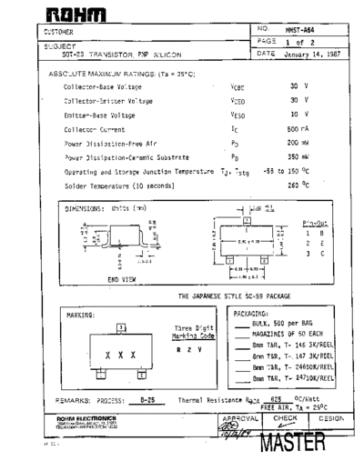 Rohm mmsta64  . Electronic Components Datasheets Active components Transistors Rohm mmsta64.pdf