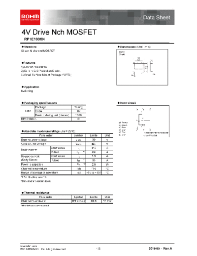 Rohm rp1e100xn  . Electronic Components Datasheets Active components Transistors Rohm rp1e100xn.pdf