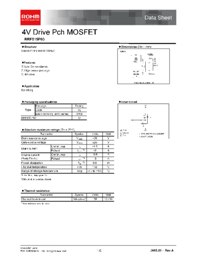Rohm rrf015p03  . Electronic Components Datasheets Active components Transistors Rohm rrf015p03.pdf