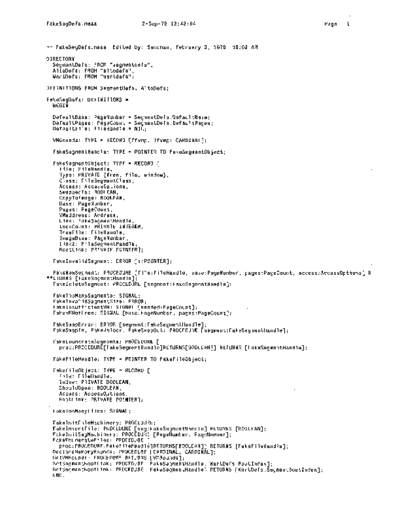 xerox FakeSegDefs.mesa Sep78  xerox mesa 4.0_1978 listing Mesa_4_Bootstrap FakeSegDefs.mesa_Sep78.pdf