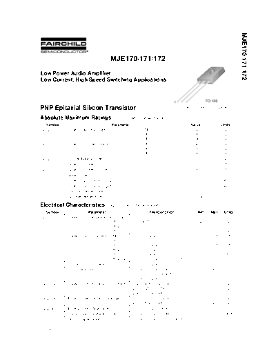 Fairchild Semiconductor mje170 mje171 mje172  . Electronic Components Datasheets Active components Transistors Fairchild Semiconductor mje170_mje171_mje172.pdf