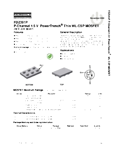 Fairchild Semiconductor fdz391p  . Electronic Components Datasheets Active components Transistors Fairchild Semiconductor fdz391p.pdf