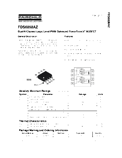 Fairchild Semiconductor fds6898az  . Electronic Components Datasheets Active components Transistors Fairchild Semiconductor fds6898az.pdf