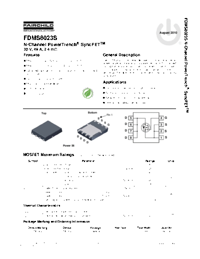 Fairchild Semiconductor fdms8023s  . Electronic Components Datasheets Active components Transistors Fairchild Semiconductor fdms8023s.pdf