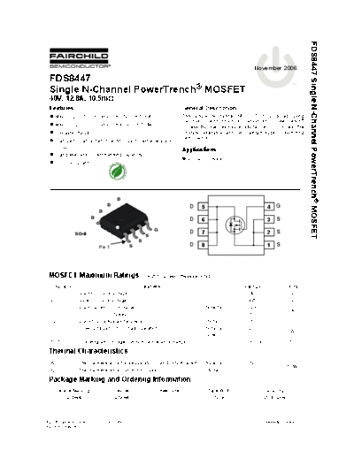 Fairchild Semiconductor fds8447  . Electronic Components Datasheets Active components Transistors Fairchild Semiconductor fds8447.pdf