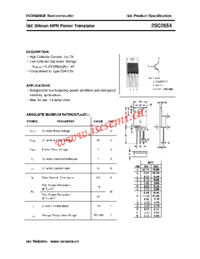 Inchange Semiconductor 2sc2654  . Electronic Components Datasheets Active components Transistors Inchange Semiconductor 2sc2654.pdf