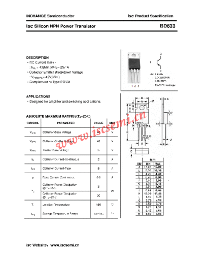 Inchange Semiconductor bd633  . Electronic Components Datasheets Active components Transistors Inchange Semiconductor bd633.pdf
