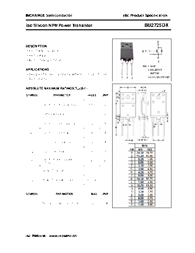 Inchange Semiconductor bu2725dx  . Electronic Components Datasheets Active components Transistors Inchange Semiconductor bu2725dx.pdf