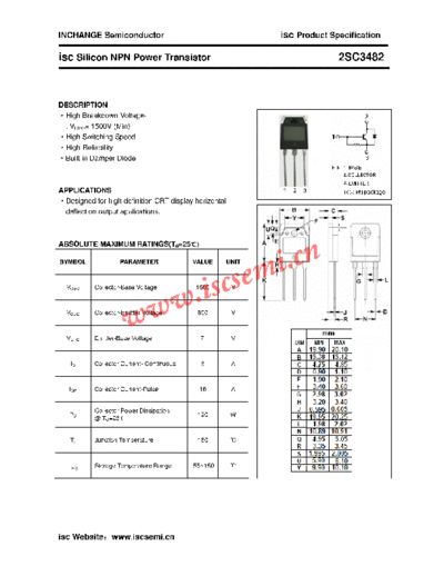 Inchange Semiconductor 2sc3482  . Electronic Components Datasheets Active components Transistors Inchange Semiconductor 2sc3482.pdf