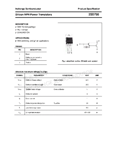 Inchange Semiconductor 2sd798  . Electronic Components Datasheets Active components Transistors Inchange Semiconductor 2sd798.pdf