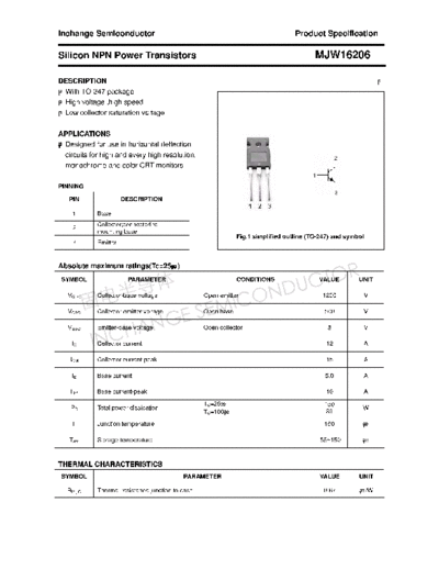 Inchange Semiconductor mjw16206  . Electronic Components Datasheets Active components Transistors Inchange Semiconductor mjw16206.pdf