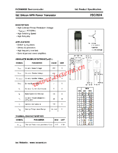 Inchange Semiconductor 2sc2624  . Electronic Components Datasheets Active components Transistors Inchange Semiconductor 2sc2624.pdf