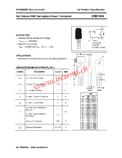 Inchange Semiconductor 2sb1404  . Electronic Components Datasheets Active components Transistors Inchange Semiconductor 2sb1404.pdf