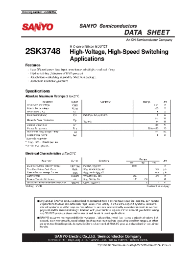 Sanyo 2sk3748  . Electronic Components Datasheets Active components Transistors Sanyo 2sk3748.pdf