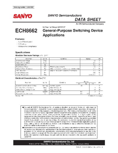 Sanyo ech8662  . Electronic Components Datasheets Active components Transistors Sanyo ech8662.pdf