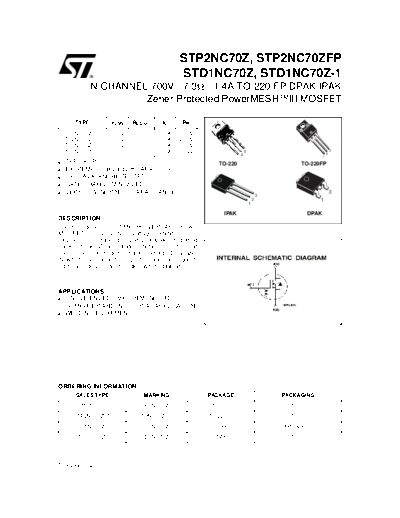 . Electronic Components Datasheets stp2nc70z  . Electronic Components Datasheets Active components Transistors ST stp2nc70z.pdf