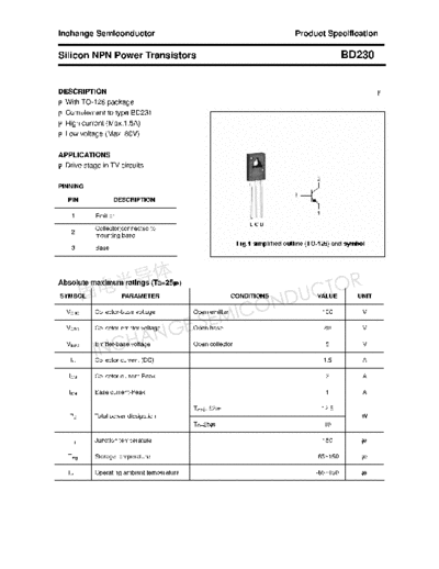 Inchange Semiconductor bd230  . Electronic Components Datasheets Active components Transistors Inchange Semiconductor bd230.pdf