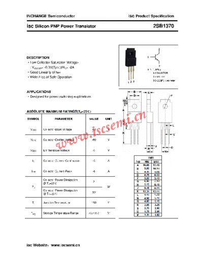 Inchange Semiconductor 2sb1370  . Electronic Components Datasheets Active components Transistors Inchange Semiconductor 2sb1370.pdf