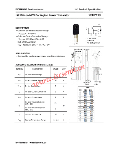Inchange Semiconductor 2sd2113  . Electronic Components Datasheets Active components Transistors Inchange Semiconductor 2sd2113.pdf