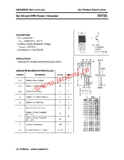 Inchange Semiconductor bd735  . Electronic Components Datasheets Active components Transistors Inchange Semiconductor bd735.pdf
