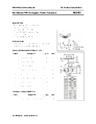 Inchange Semiconductor mj2501  . Electronic Components Datasheets Active components Transistors Inchange Semiconductor mj2501.pdf