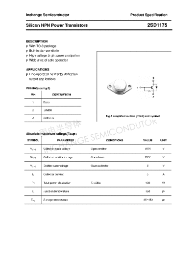 Inchange Semiconductor 2sd1175  . Electronic Components Datasheets Active components Transistors Inchange Semiconductor 2sd1175.pdf