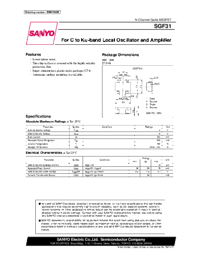Sanyo sgf31  . Electronic Components Datasheets Active components Transistors Sanyo sgf31.pdf