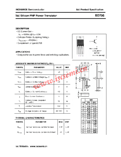 Inchange Semiconductor bd706  . Electronic Components Datasheets Active components Transistors Inchange Semiconductor bd706.pdf
