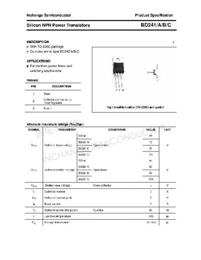 Inchange Semiconductor bd241 a b c  . Electronic Components Datasheets Active components Transistors Inchange Semiconductor bd241_a_b_c.pdf