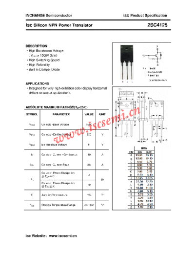 Inchange Semiconductor 2sc4125  . Electronic Components Datasheets Active components Transistors Inchange Semiconductor 2sc4125.pdf