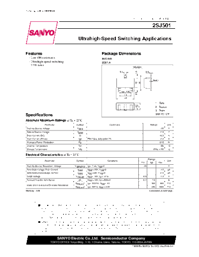 Sanyo 2sj501  . Electronic Components Datasheets Active components Transistors Sanyo 2sj501.pdf