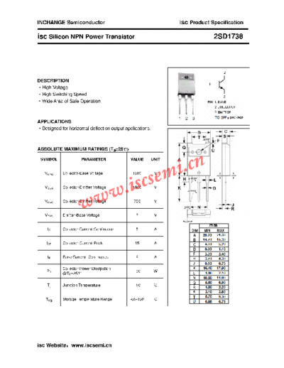 Inchange Semiconductor 2sd1738  . Electronic Components Datasheets Active components Transistors Inchange Semiconductor 2sd1738.pdf