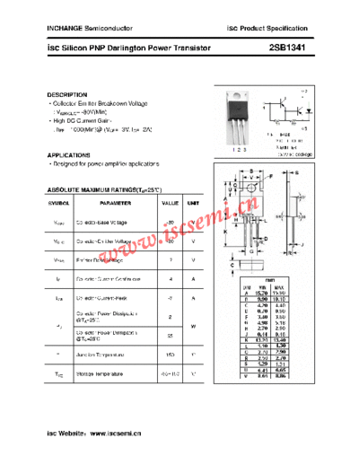 Inchange Semiconductor 2sb1341  . Electronic Components Datasheets Active components Transistors Inchange Semiconductor 2sb1341.pdf