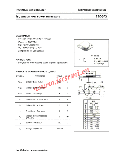 . Electronic Components Datasheets 2sd673  . Electronic Components Datasheets Active components Transistors Inchange Semiconductor 2sd673.pdf