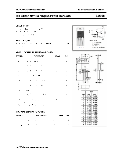 Inchange Semiconductor bu806  . Electronic Components Datasheets Active components Transistors Inchange Semiconductor bu806.pdf