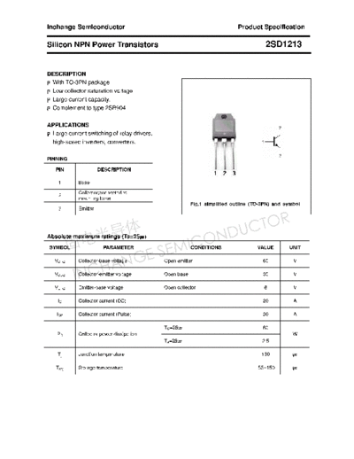 Inchange Semiconductor 2sd1213  . Electronic Components Datasheets Active components Transistors Inchange Semiconductor 2sd1213.pdf