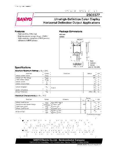Sanyo 2sc5577  . Electronic Components Datasheets Active components Transistors Sanyo 2sc5577.pdf