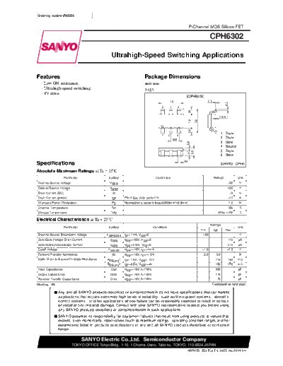 Sanyo cph6302  . Electronic Components Datasheets Active components Transistors Sanyo cph6302.pdf