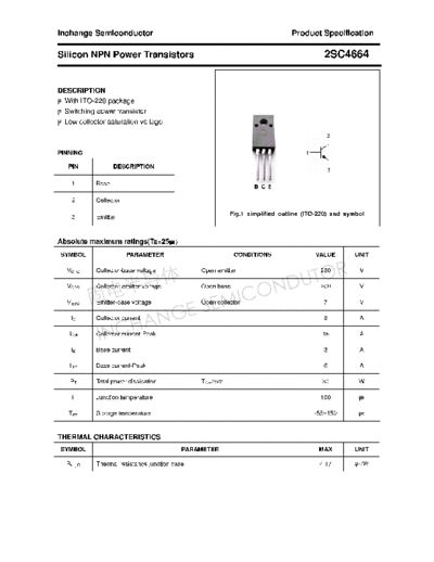 Inchange Semiconductor 2sc4664  . Electronic Components Datasheets Active components Transistors Inchange Semiconductor 2sc4664.pdf