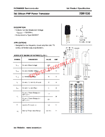 Inchange Semiconductor 2sb1530  . Electronic Components Datasheets Active components Transistors Inchange Semiconductor 2sb1530.pdf