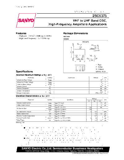 Sanyo 2sc5375  . Electronic Components Datasheets Active components Transistors Sanyo 2sc5375.pdf