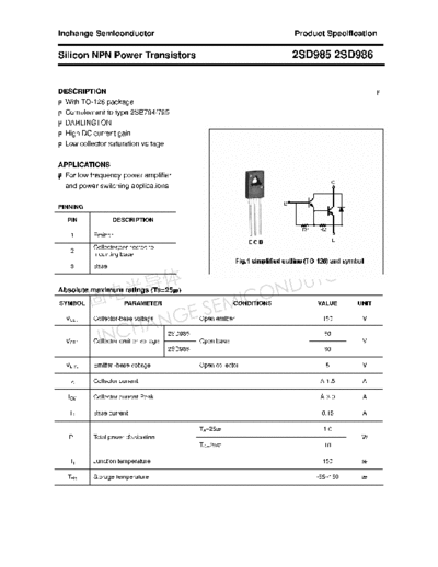 Inchange Semiconductor 2sd985 2sd986  . Electronic Components Datasheets Active components Transistors Inchange Semiconductor 2sd985_2sd986.pdf