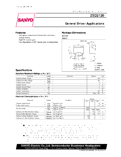 Sanyo 2sd2120  . Electronic Components Datasheets Active components Transistors Sanyo 2sd2120.pdf