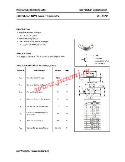 Inchange Semiconductor 2sd822  . Electronic Components Datasheets Active components Transistors Inchange Semiconductor 2sd822.pdf