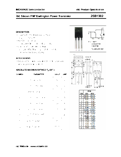 Inchange Semiconductor 2sb1382  . Electronic Components Datasheets Active components Transistors Inchange Semiconductor 2sb1382.pdf