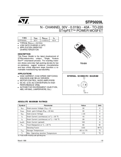 ST stp3020l  . Electronic Components Datasheets Active components Transistors ST stp3020l.pdf