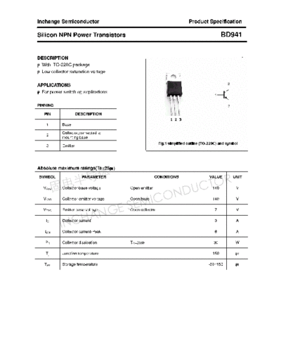 Inchange Semiconductor bd941  . Electronic Components Datasheets Active components Transistors Inchange Semiconductor bd941.pdf