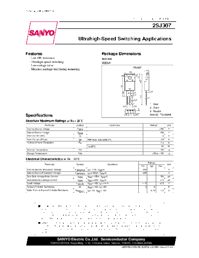 . Electronic Components Datasheets 2sj307  . Electronic Components Datasheets Active components Transistors Sanyo 2sj307.pdf