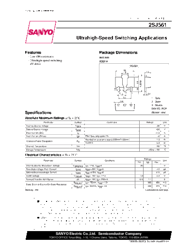 Sanyo 2sj561  . Electronic Components Datasheets Active components Transistors Sanyo 2sj561.pdf